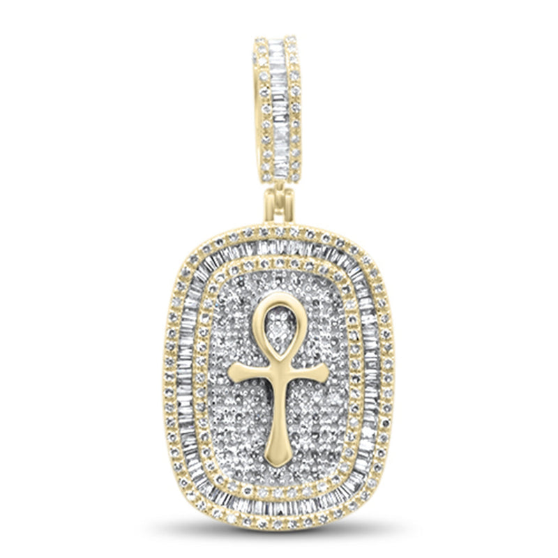 DIAMOND CLOSEOUT!  1.50ct G SI 10K Yellow Gold Diamond Hip Hop Diamond Ankh Medallion Charm Pendant