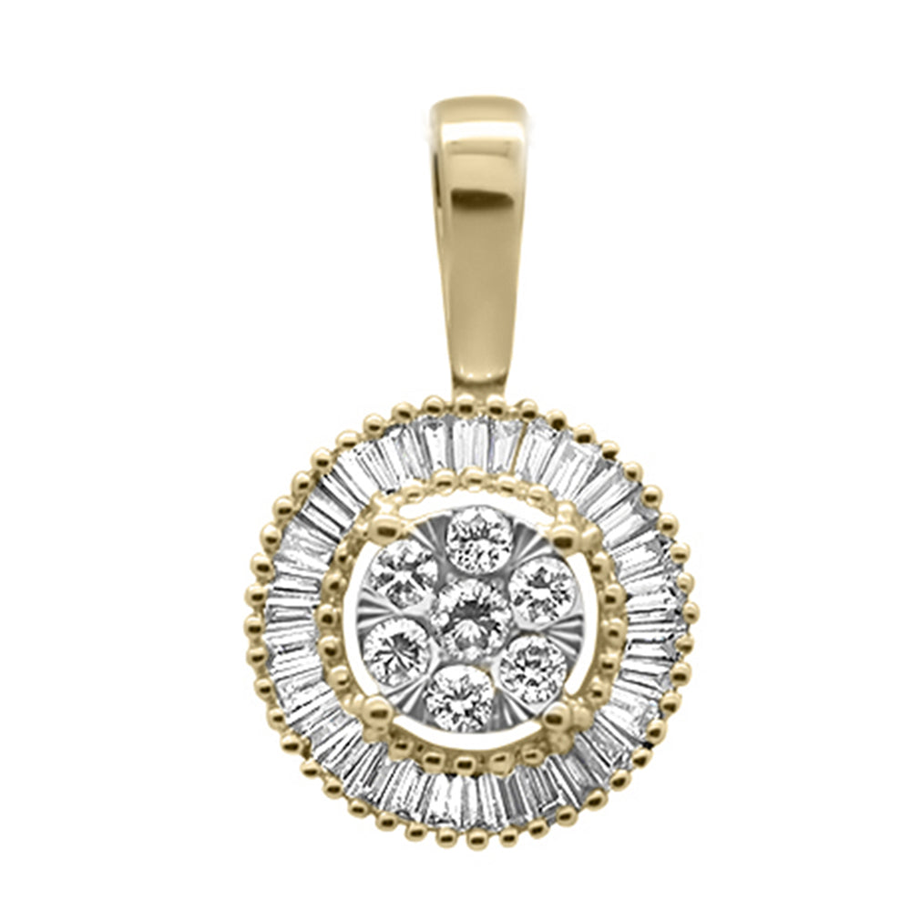 DIAMOND CLOSEOUT!  .26ct G SI 10K Yellow Gold Diamond Round Fashion Baguette & Round Pendant