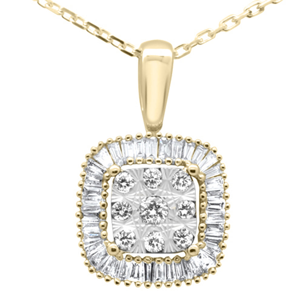 DIAMOND CLOSEOUT! .32ct G SI 14K Yellow Gold Baguette & Round Diamond Pendant