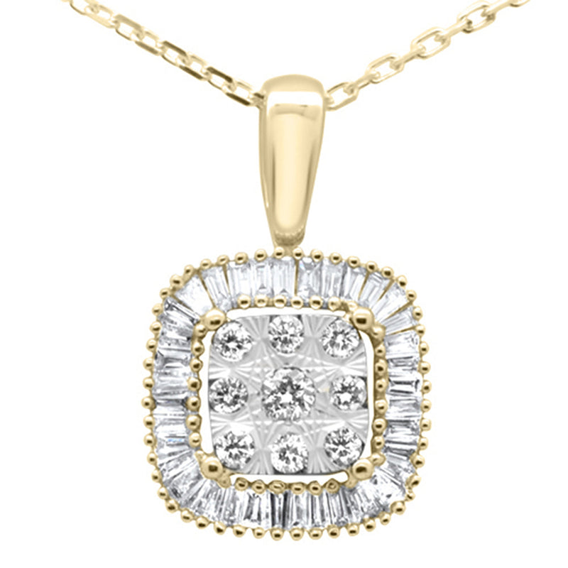 DIAMOND CLOSEOUT! .32ct G SI 14K Yellow Gold Baguette & Round Diamond Pendant