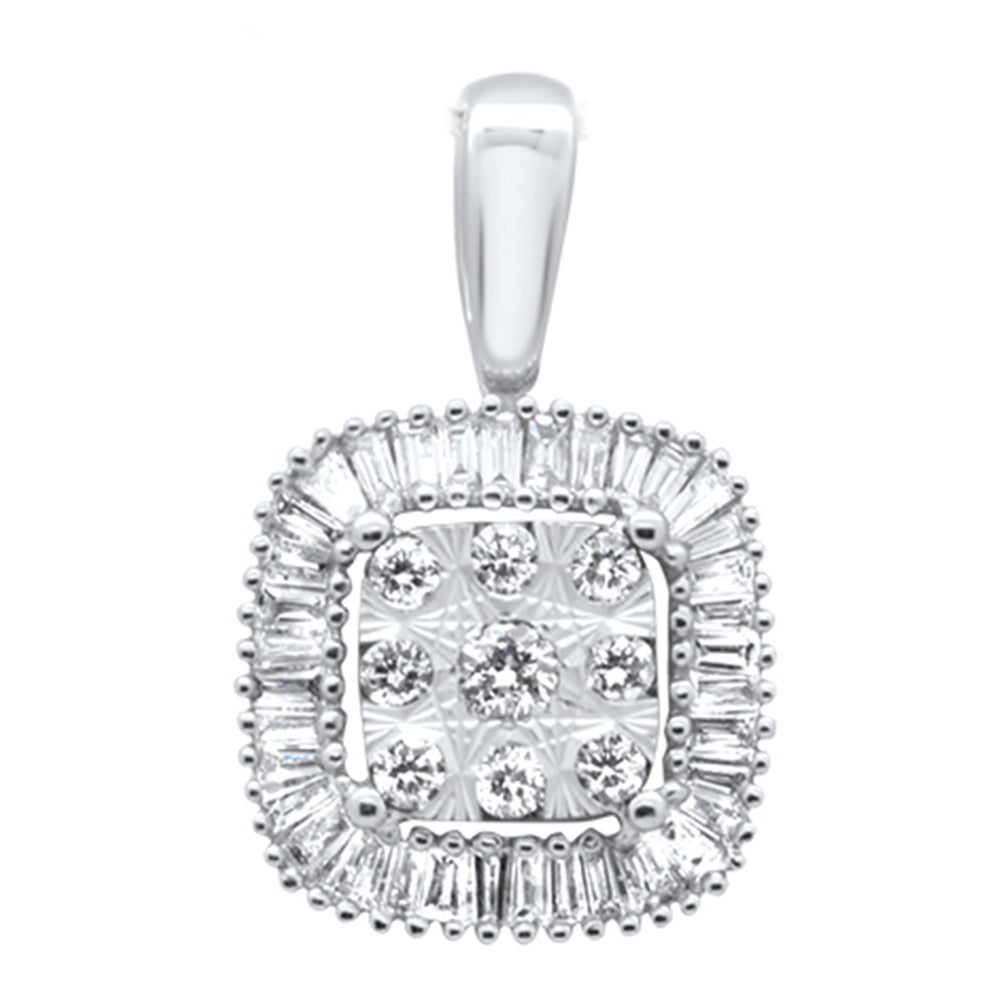 DIAMOND CLOSEOUT! .32ct G SI 14K White Gold Baguette & Round Diamond Pendant
