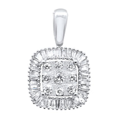 DIAMOND CLOSEOUT! .32ct G SI 14K White Gold Baguette & Round Diamond Pendant