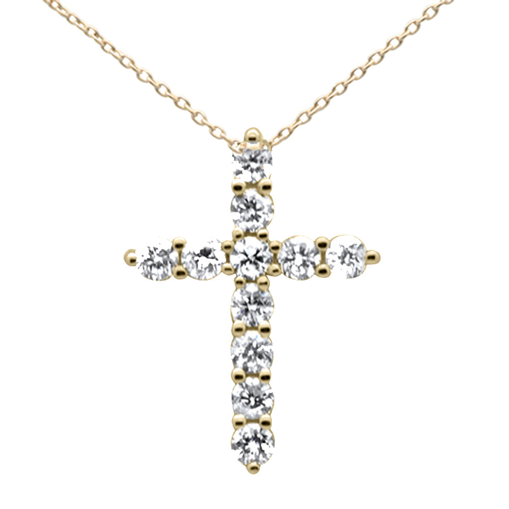 DIAMOND CLOSEOUT! .24ct G SI 14K Yellow Gold Diamond Cross Pendant Necklace 18" Long