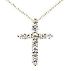 DIAMOND CLOSEOUT! .24ct G SI 14K Yellow Gold Diamond Cross Pendant Necklace 18" Long
