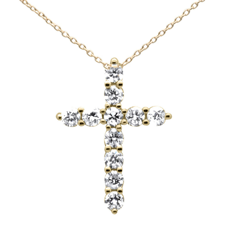 DIAMOND CLOSEOUT! .24ct G SI 14K Yellow Gold Diamond Cross Pendant Necklace 18" Long