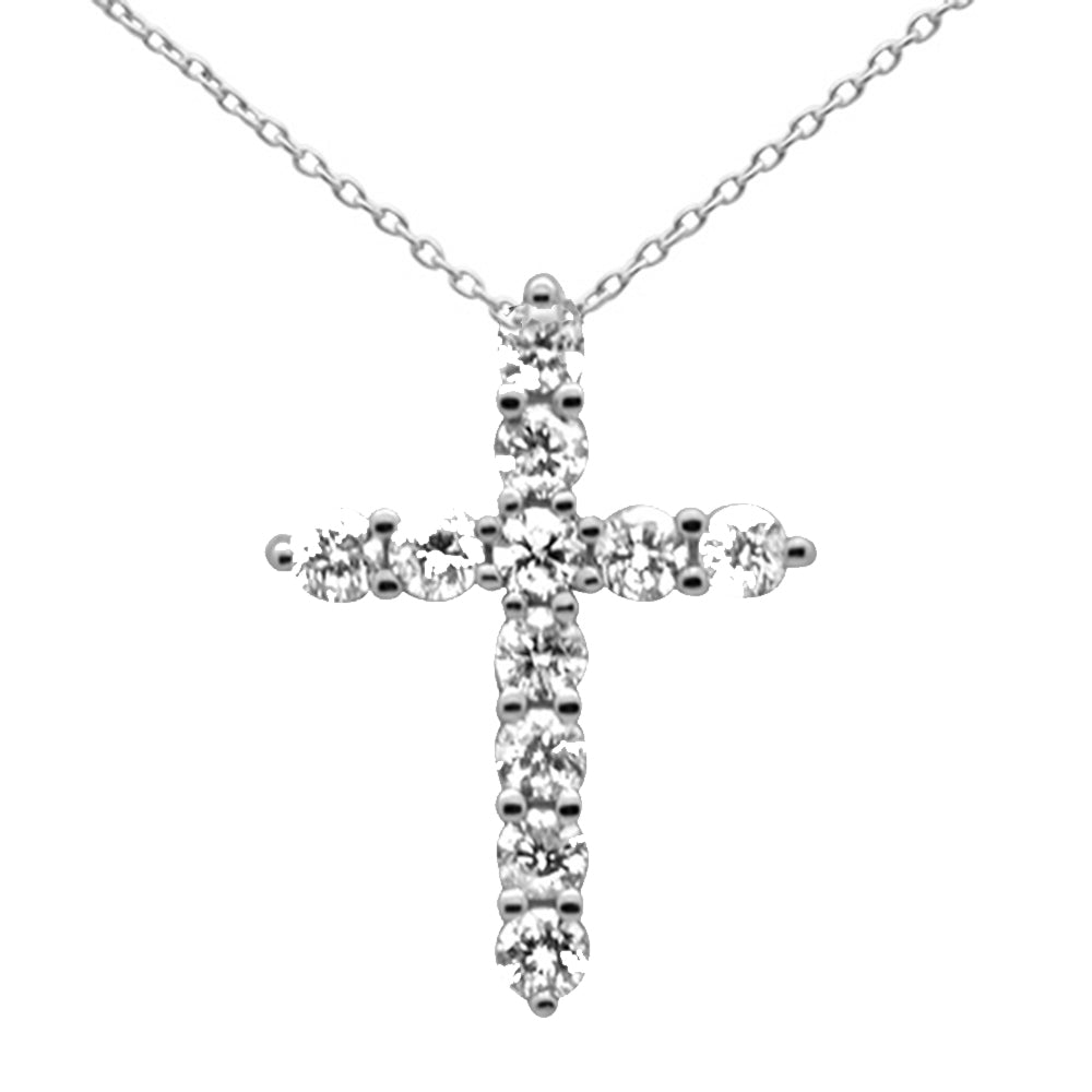 DIAMOND CLOSEOUT! .24ct G SI 14K White Gold Diamond Cross Pendant Necklace 18" Long