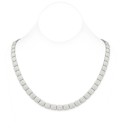 DIAMOND  CLOSEOUT!  9MM 15.77ct G SI 14K White Gold Baguette & Round Diamond Tennis Necklace 20"