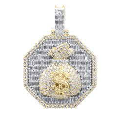 DIAMOND CLOSEOUT!  3.98ct G SI 10K Yellow Gold Round & Baguette Diamond Pendant