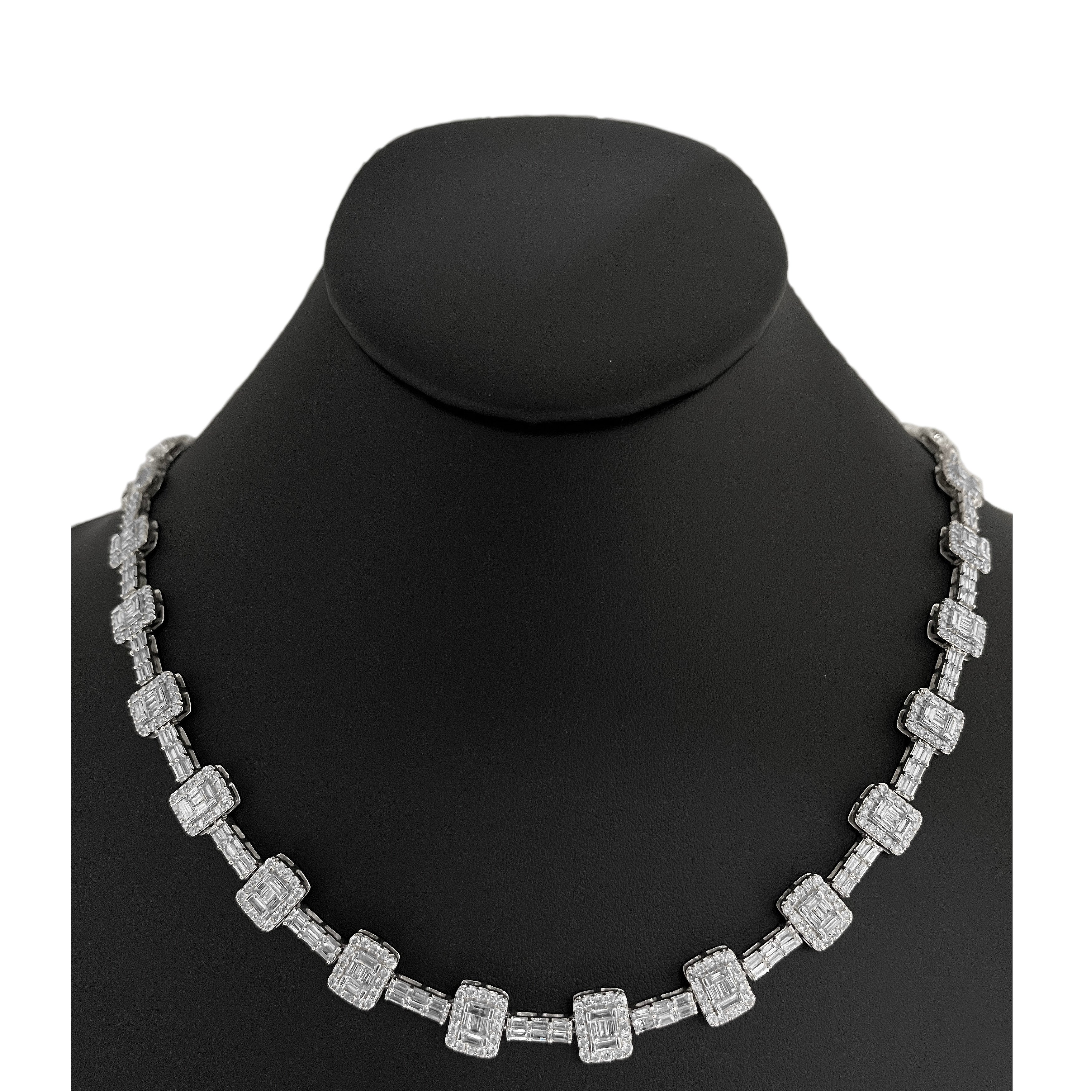 DIAMOND  CLOSEOUT! 14.13ct G SI 14K White Gold Diamond Necklace 22"