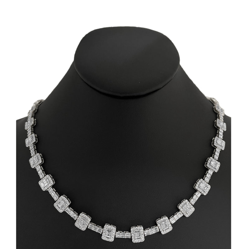 DIAMOND  CLOSEOUT! 14.13ct G SI 14K White Gold Diamond Necklace 22"