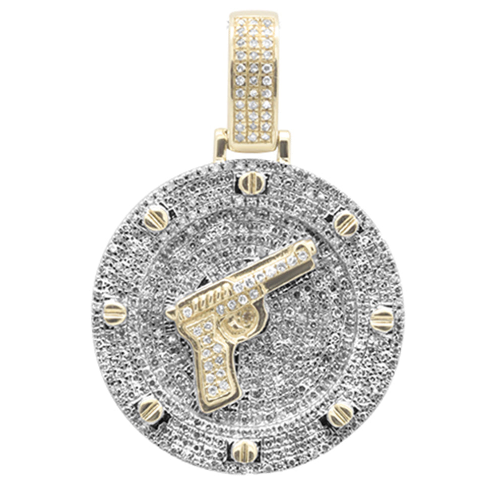 DIAMOND CLOSEOUT!  .98ct G SI 10K Yellow Gold Diamond Hip Hop Fire Arm Iced Out Charm Pendant