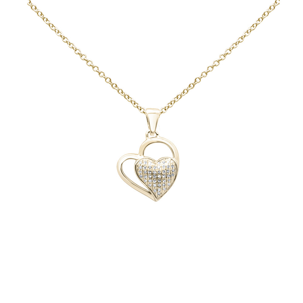 SPECIAL! .11ct G SI 10K Yellow Gold Diamond Heart Pendant Necklace 18" Long