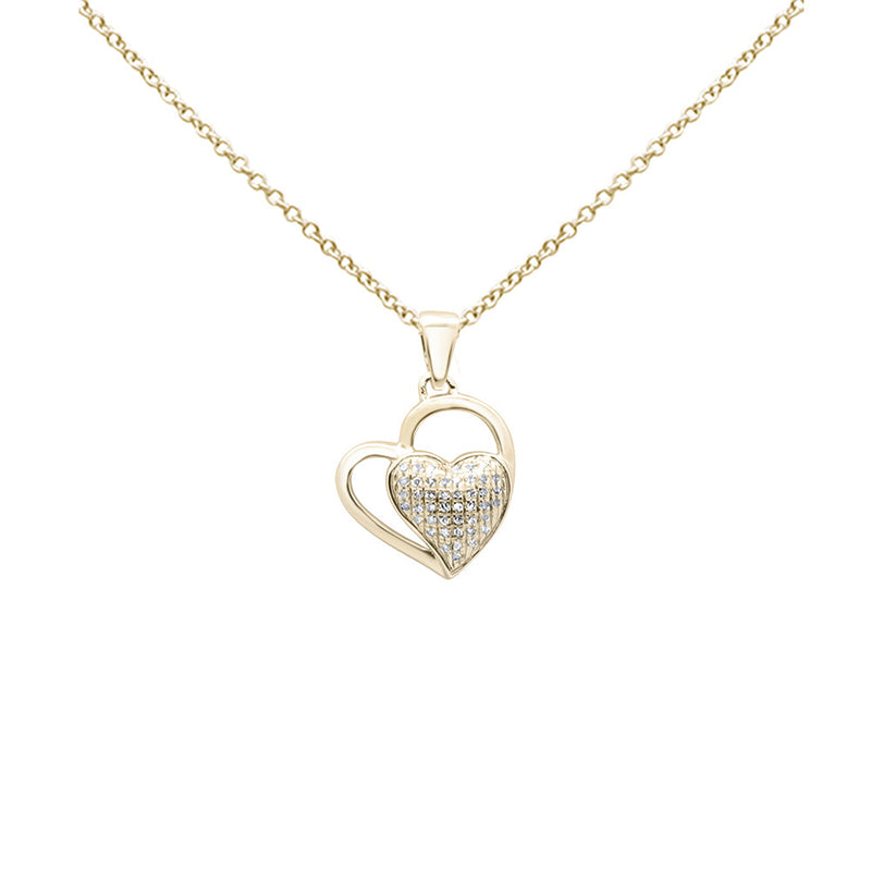 SPECIAL! .11ct G SI 10K Yellow Gold Diamond Heart Pendant Necklace 18" Long