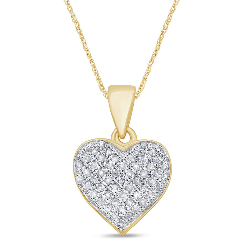 .15ct G SI 14K Yellow Gold Diamond Heart Pendant No Chain