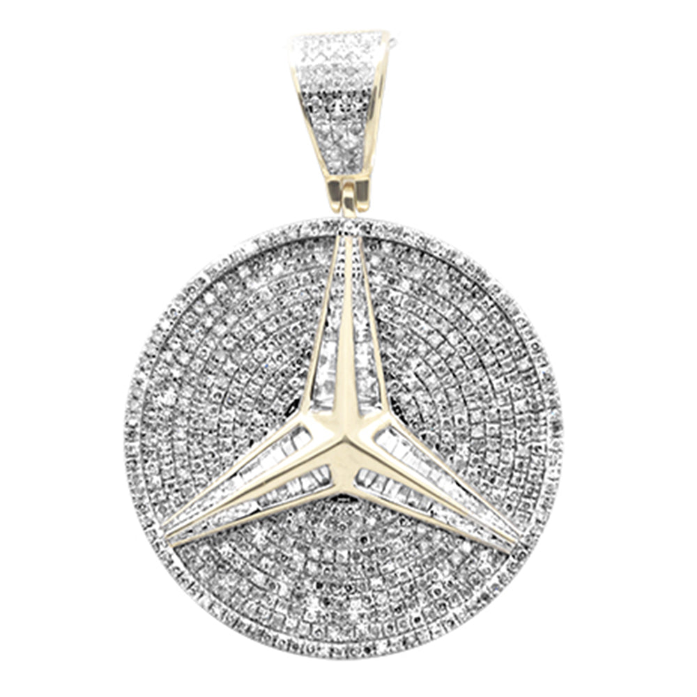 DIAMOND CLOSEOUT!  1.72ct G SI 10K Yellow Gold Diamond Hip Hop Round & Baguette Emblem Charm Pendant