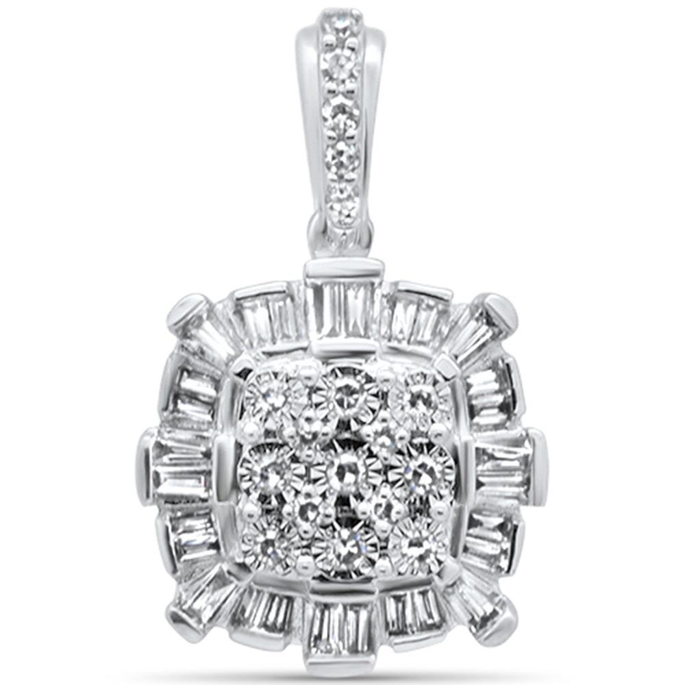 DIAMOND CLOSEOUT! .25ct G SI 14K White Gold Diamond Round & Baguette Pendant