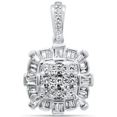 DIAMOND CLOSEOUT! .25ct G SI 14K White Gold Diamond Round & Baguette Pendant