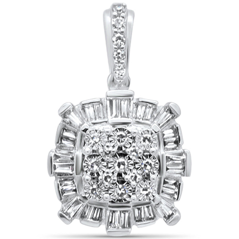 DIAMOND CLOSEOUT! .25ct G SI 14K White Gold Diamond Round & Baguette Pendant