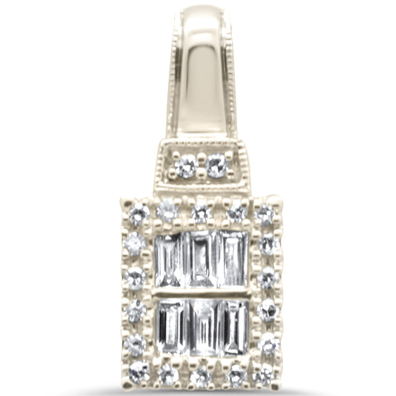 DIAMOND CLOSEOUT! .19ct G SI 14K Yellow Gold Diamond Round & Baguette Charm Pendant