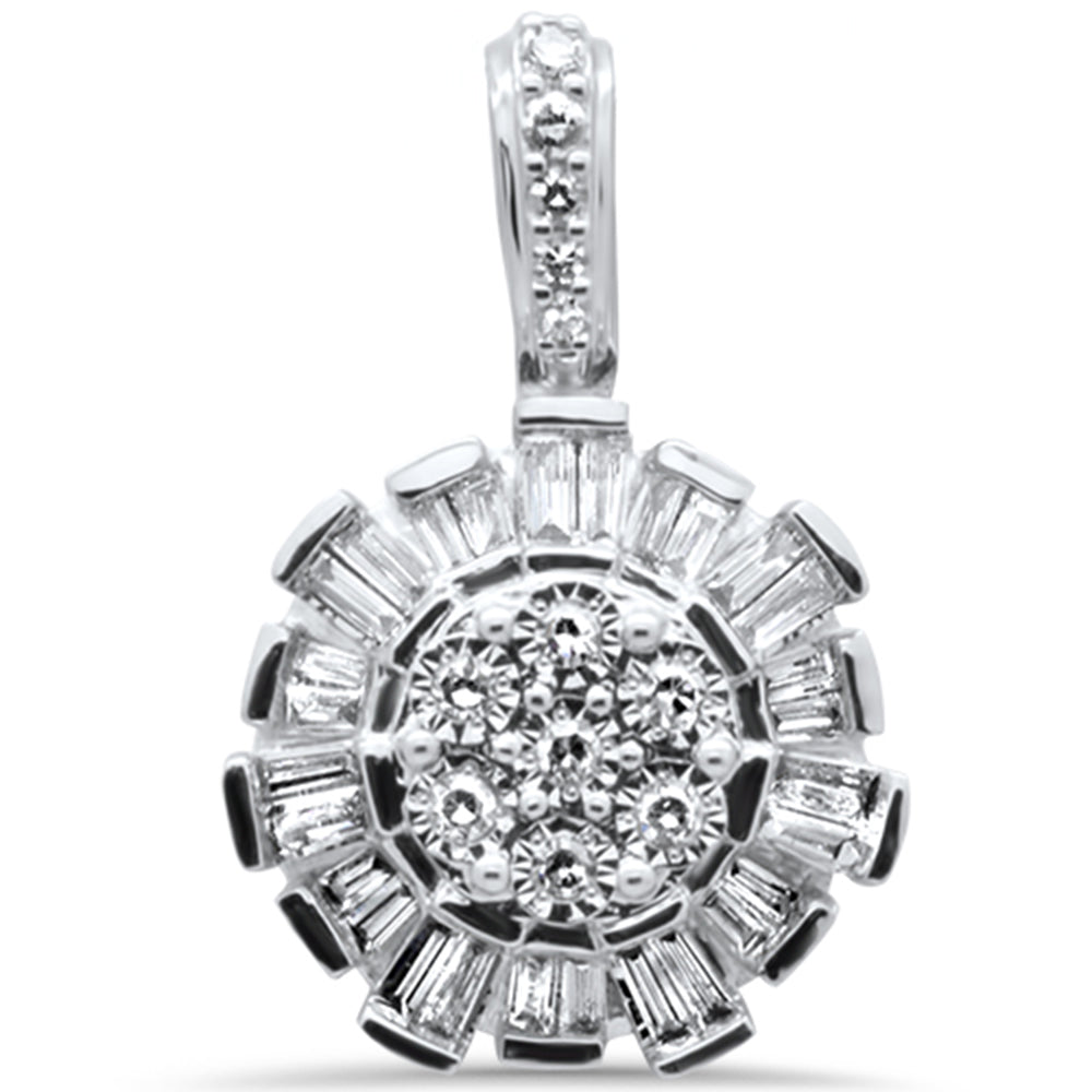 DIAMOND CLOSEOUT! .26ct G SI 14K White Gold Diamond Round & Baguette Pendant