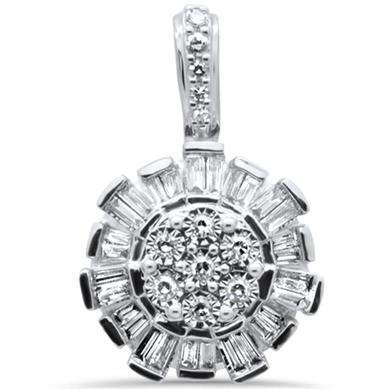 DIAMOND CLOSEOUT! .26ct G SI 14K White Gold Diamond Round & Baguette Pendant