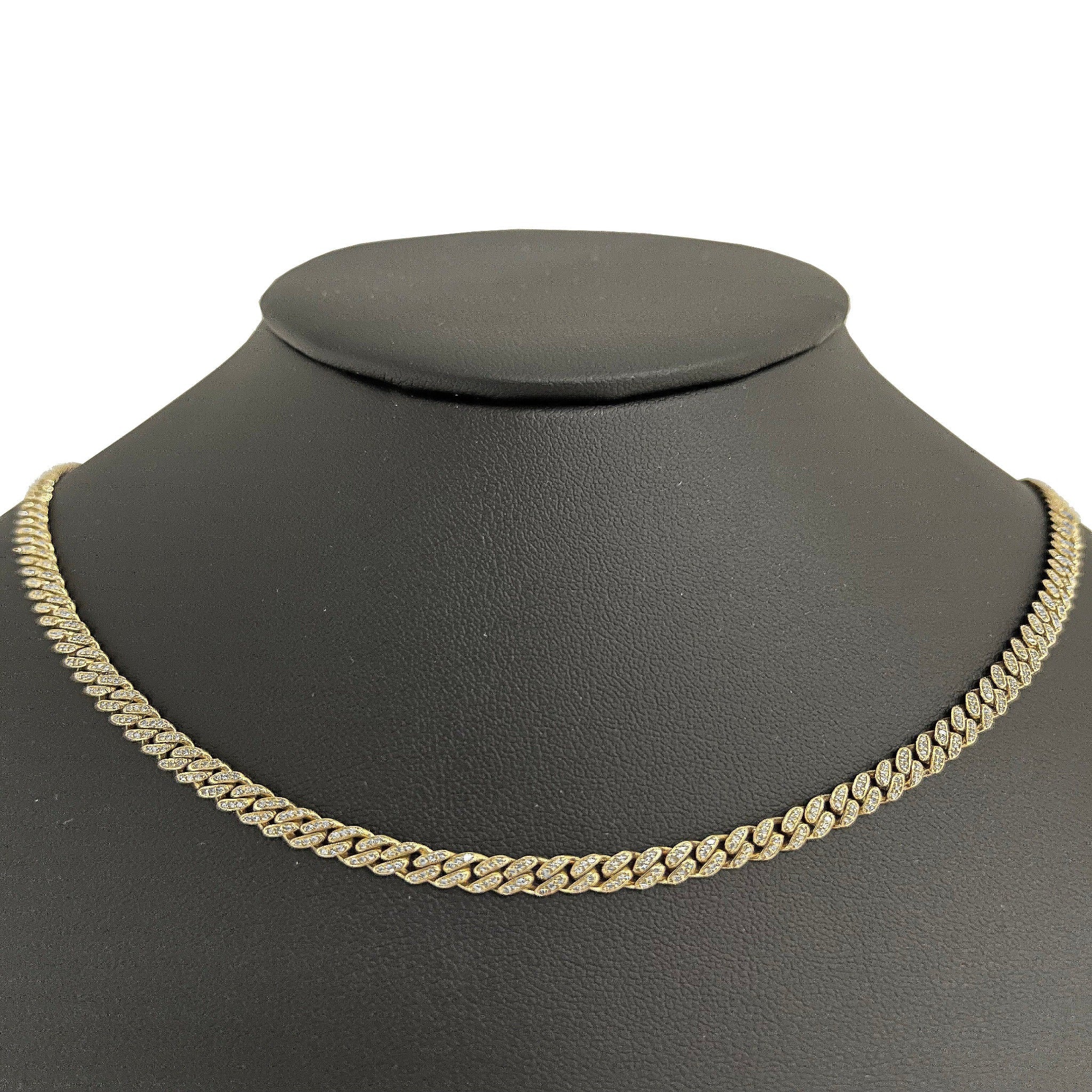 SPECIAL! 4mm 1.57ct G SI 14k Yellow Gold Diamond Round Cuban Necklace 16"