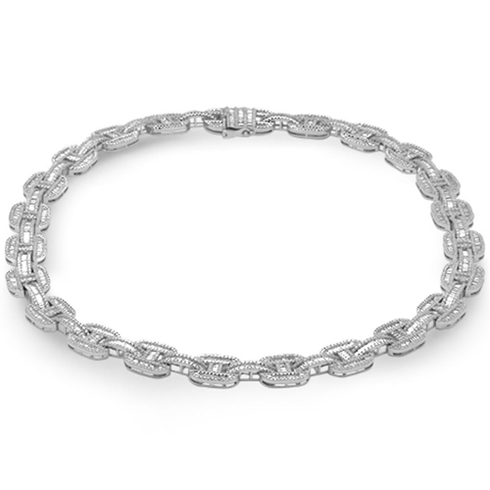 DIAMOND  CLOSEOUT!  11mm 17.95ct G SI 14K White Gold Iced Out Diamond Round & Baguette Necklace 22"