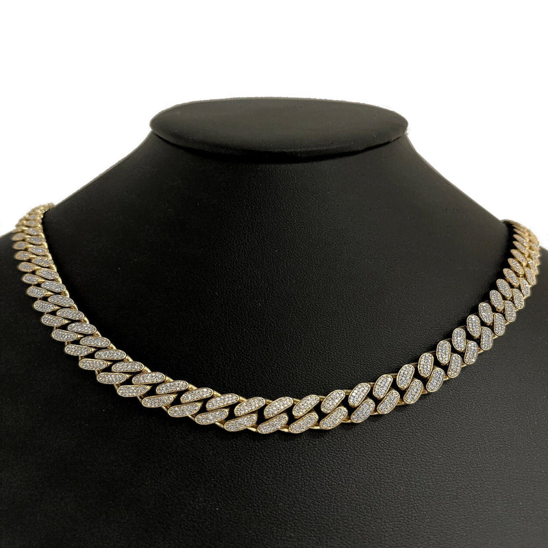 SPECIAL! 9MM 6.93ct G SI 10K Yellow Gold Diamond Round Cuban Necklace 22"