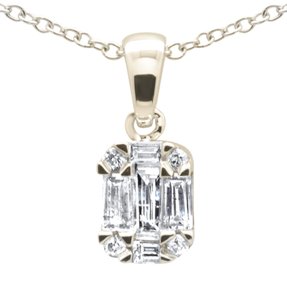 DIAMOND CLOSEOUT! .28ct G SI 14K Yellow Gold Diamond Round & Baguette Pendant Necklace 18" Long