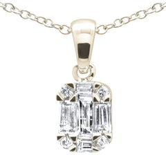 DIAMOND CLOSEOUT! .28ct G SI 14K Yellow Gold Diamond Round & Baguette Pendant Necklace 18" Long