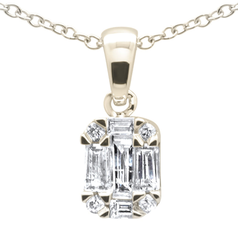 DIAMOND CLOSEOUT! .28ct G SI 14K Yellow Gold Diamond Round & Baguette Pendant Necklace 18" Long