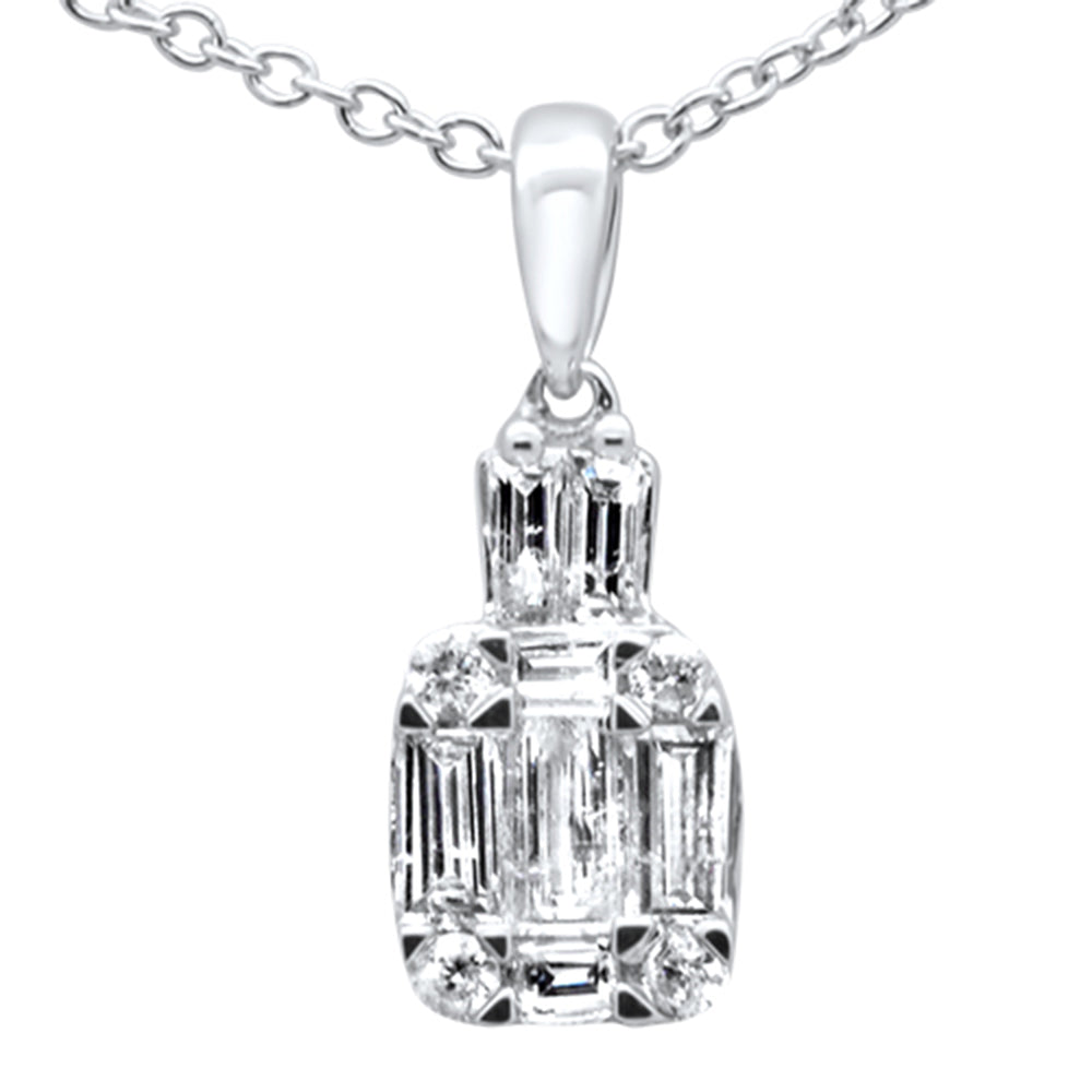 DIAMOND CLOSEOUT! .40ct G SI 14K White Gold Diamond Round & Baguette Diamond Pendant Necklace
