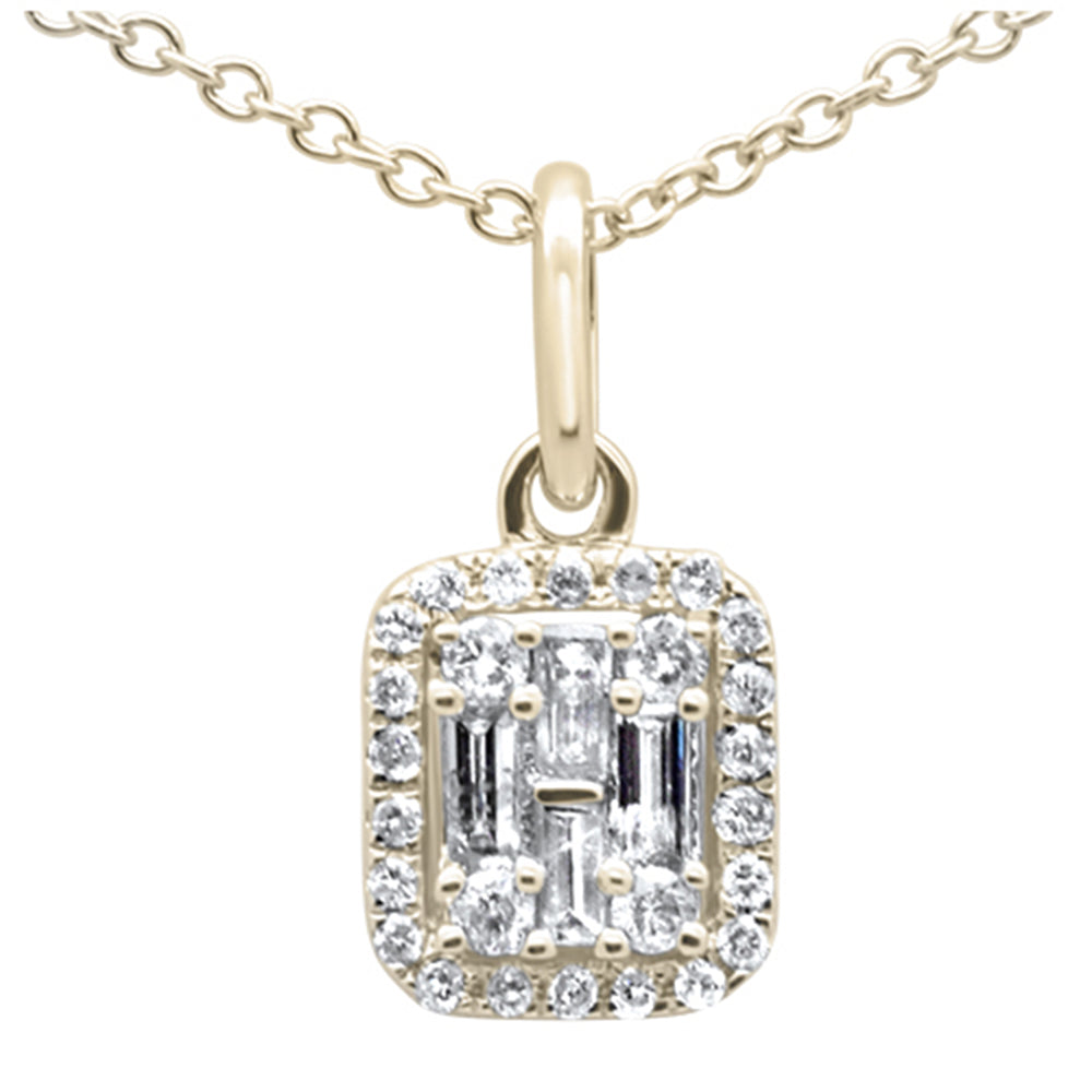 DIAMOND CLOSEOUT! .30ct G SI 14K Yellow GoldDiamond Round & Baguette Diamond Pendant Necklace