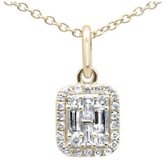 DIAMOND CLOSEOUT! .30ct G SI 14K Yellow GoldDiamond Round & Baguette Diamond Pendant Necklace