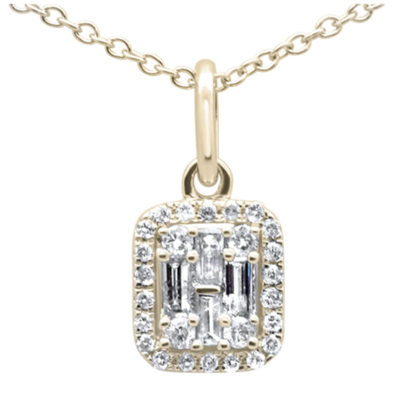 DIAMOND CLOSEOUT! .30ct G SI 14K Yellow GoldDiamond Round & Baguette Diamond Pendant Necklace
