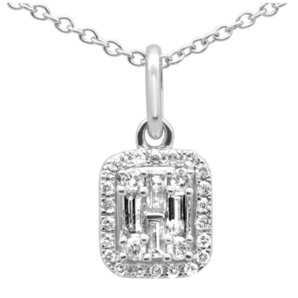 DIAMOND CLOSEOUT! .28ct G SI 14K White Gold Diamond Round & Baguette Diamond Pendant Necklace