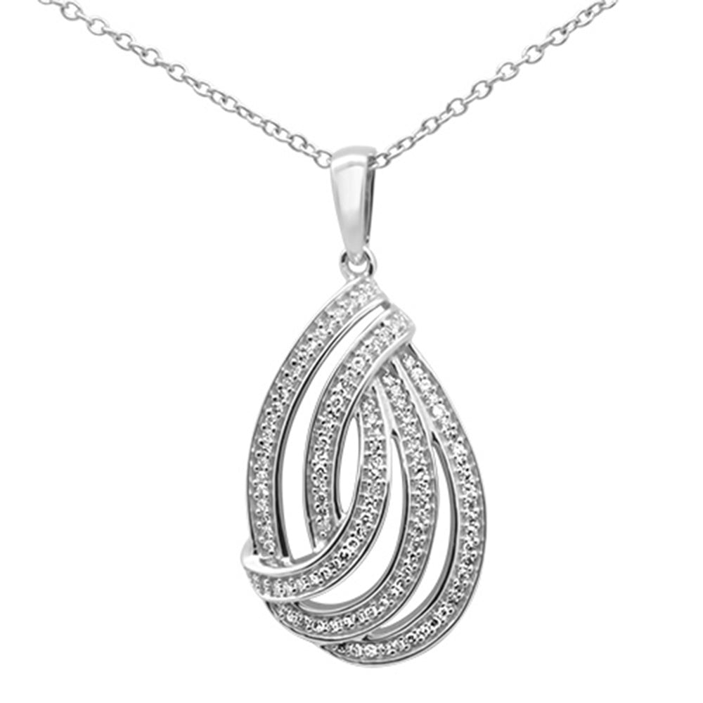 DIAMOND CLOSEOUT! .21ct G SI 10K White Gold Pear Shaped Swirl Pendant