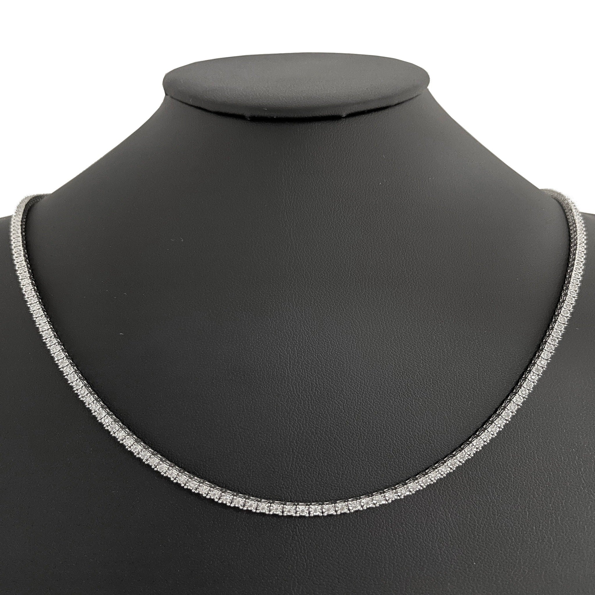 SPECIAL! 2.29ct G SI 10K White Gold Diamond Miracle Illusion Tennis Necklace 22" Long