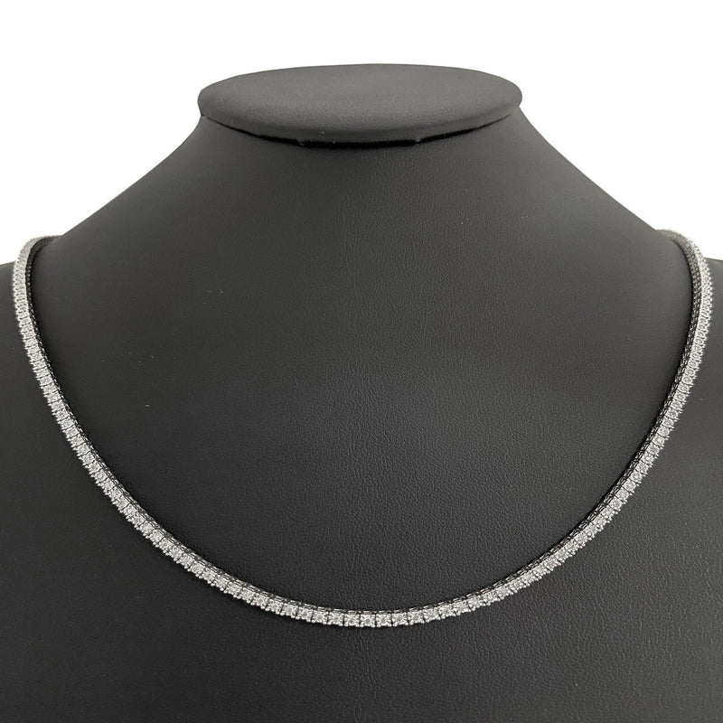 SPECIAL! 2.29ct G SI 10K White Gold Diamond Miracle Illusion Tennis Necklace 22" Long