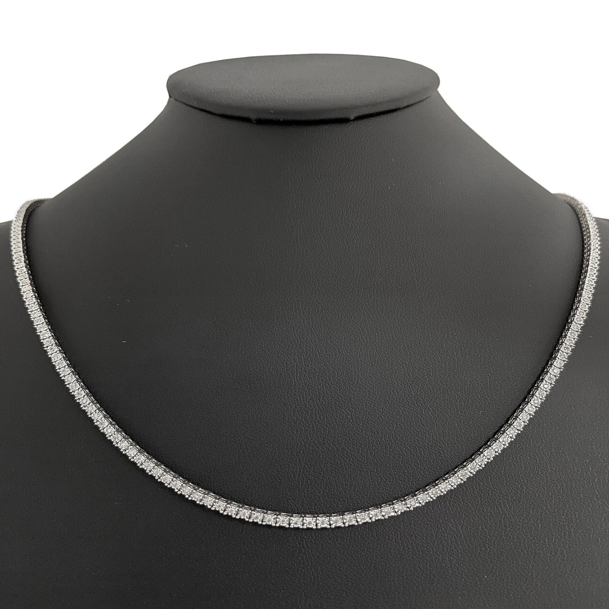 SPECIAL! 2.03ct G SI 14K White Gold Diamond Miracle Illusion Tennis Necklace 16"