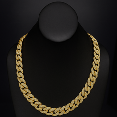 DIAMOND CLOSEOUT!  18mm 34.95ct G SI 14K Yellow Gold Diamond Cuban Link Chain 22"
