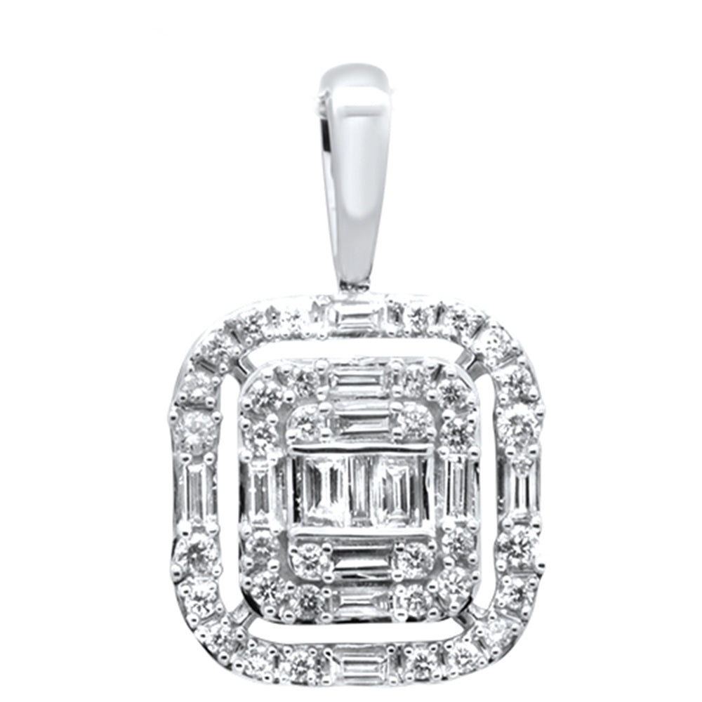 DIAMOND CLOSEOUT! .33ct G SI 14K White Gold Round & Baguette Diamond Pendant
