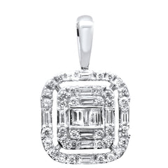 DIAMOND CLOSEOUT! .33ct G SI 14K White Gold Round & Baguette Diamond Pendant