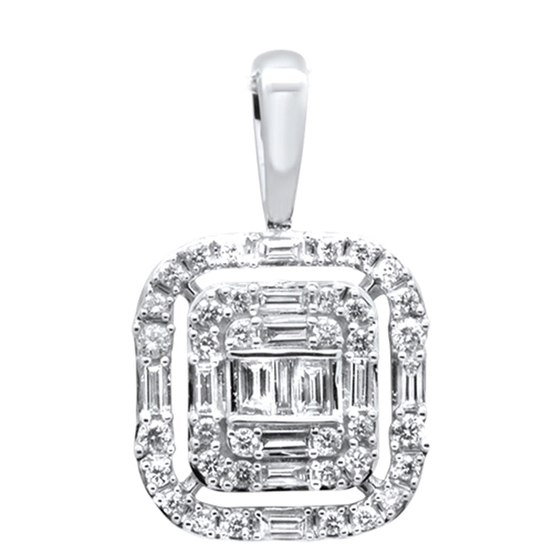DIAMOND CLOSEOUT! .33ct G SI 14K White Gold Round & Baguette Diamond Pendant