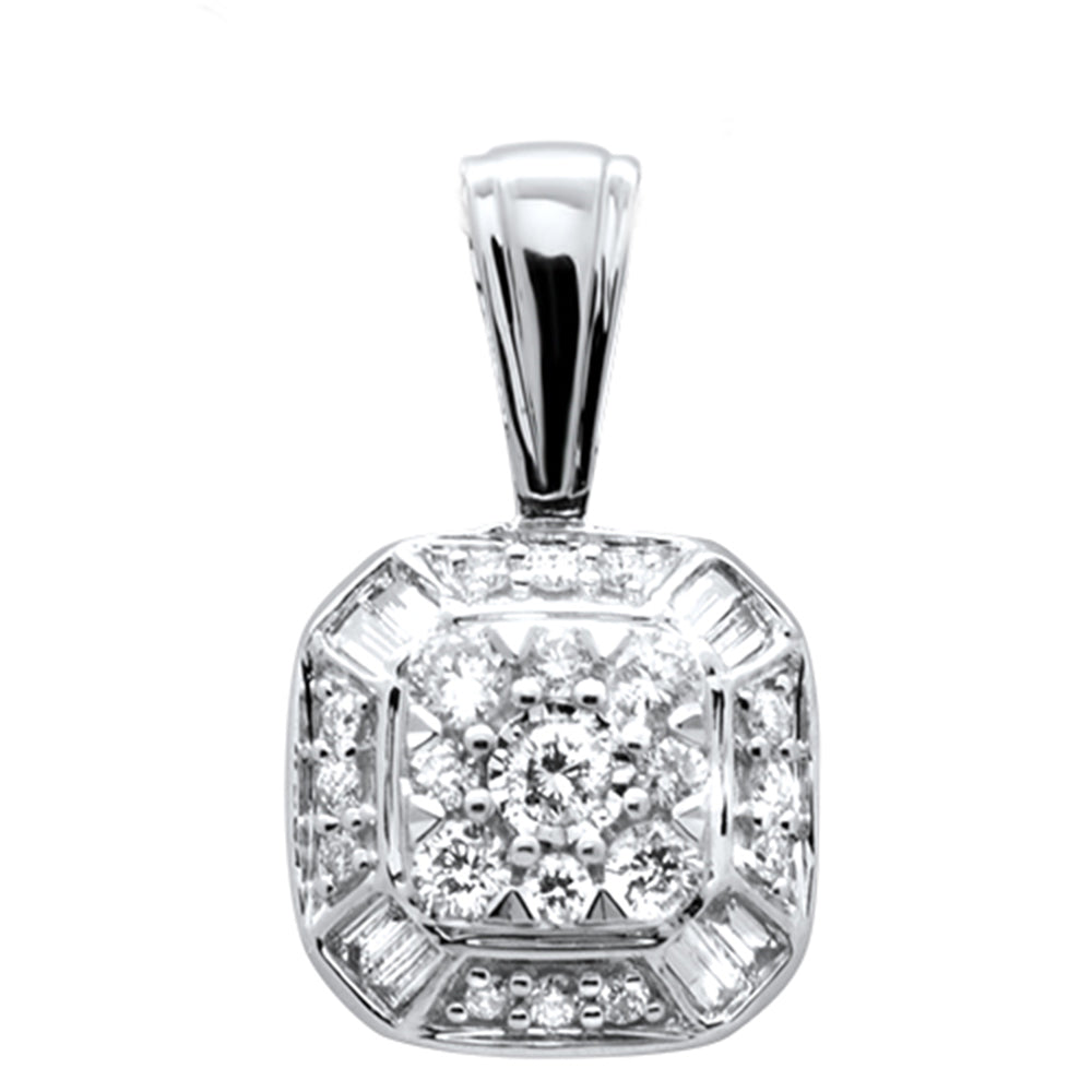 DIAMOND CLOSEOUT! .25ct G SI 14K White Gold Round & Baguette Diamond Pendant