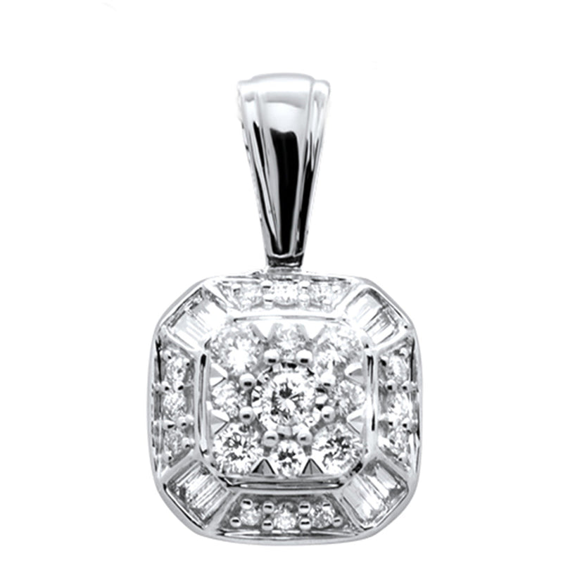 DIAMOND CLOSEOUT! .25ct G SI 14K White Gold Round & Baguette Diamond Pendant
