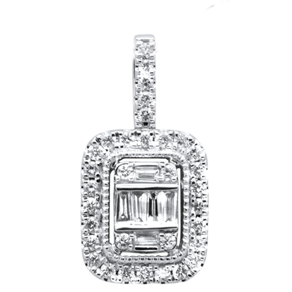 DIAMOND CLOSEOUT!  .30ct G SI 14K White Gold Round & Baguette Diamond Pendant