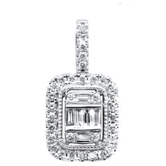 DIAMOND CLOSEOUT!  .30ct G SI 14K White Gold Round & Baguette Diamond Pendant