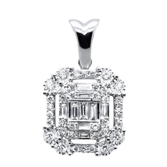 DIAMOND CLOSEOUT! .33ct G SI 14K White Gold Round & Baguette Diamond Pendant