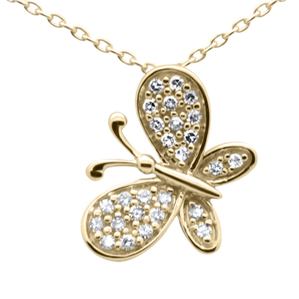 DIAMOND CLOSEOUT! .13ct G SI 14K Yellow Gold Diamond Butterfly Pendant Necklace